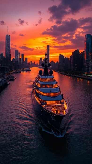 Sunset Yacht on the River