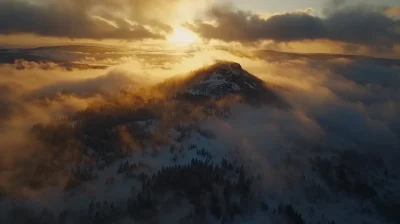 Mountain Peak in Golden Light