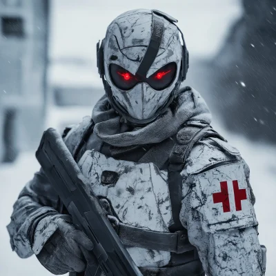 Futuristic Soldier in Snow