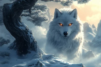 Mystical Wolf in the Snow