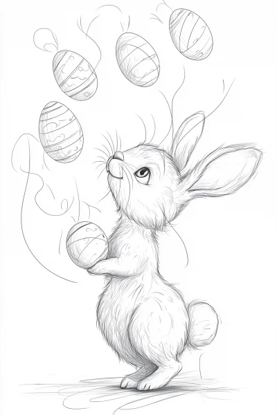 Kawaii Easter Bunny Coloring Page