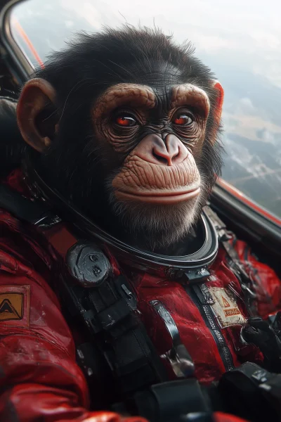 Astronaut Chimpanzee in Spacecraft