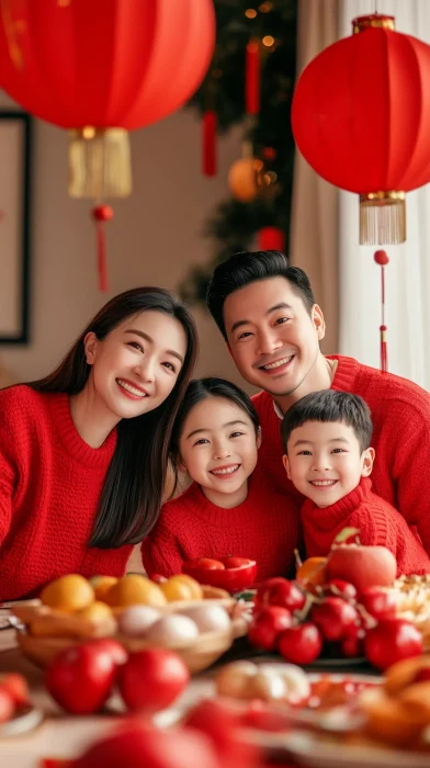 Family Celebrating Chinese New Year