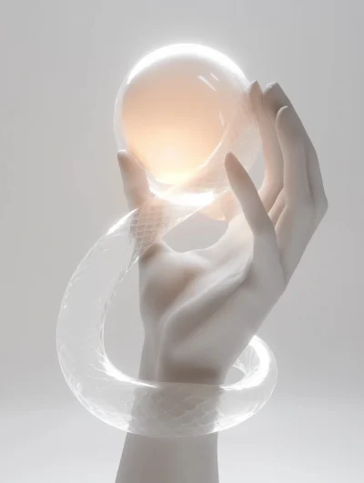 Surreal Hand with Egg and Snake