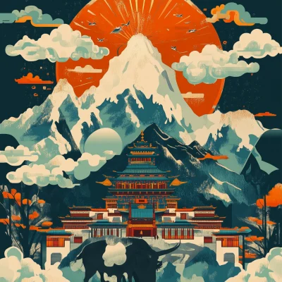 Tibetan Geometric Pattern Illustration