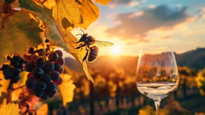 Bee on Grapevine Leaf