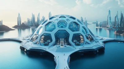 Futuristic Dome in City