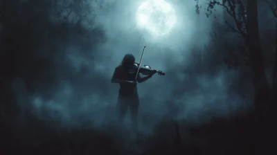 Violinist in the Fog