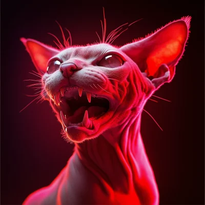 Mutant Sphinx Cat with Fangs