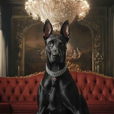 Cool Muscular Doberman in Mansion