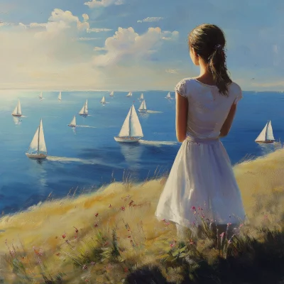 Girl Watching Sailing Race