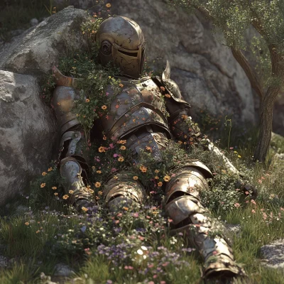 Dismantled Armor with Wildflowers