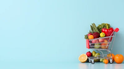 Miniature Shopping Cart with Fresh Produce