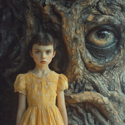 Surreal Girl by Old Tree