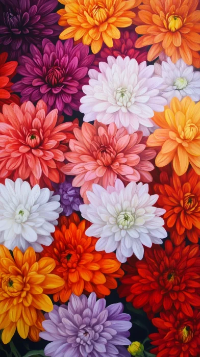 Colorful Mums in Bloom