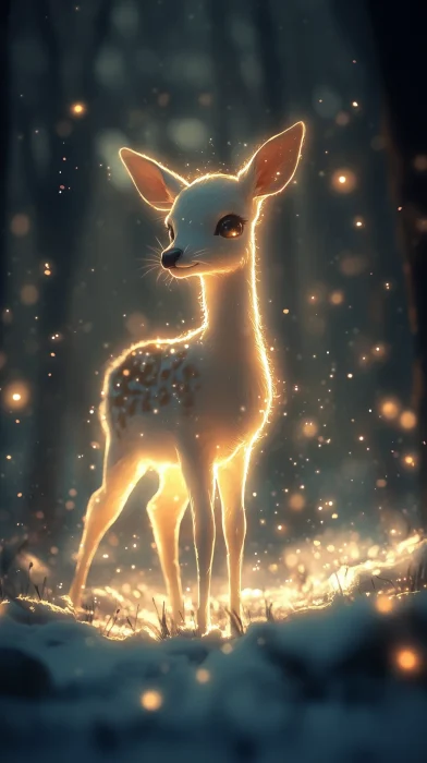 Glowing Deer in Enchanted Forest