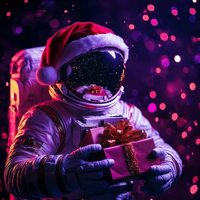 Astronaut with Santa Hat