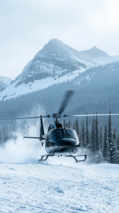 Helicopter Landing at Ski Resort