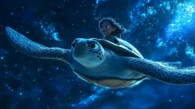 Girl on a Flying Turtle