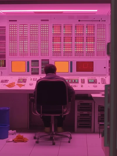 Arab Scientist in Retro Control Room