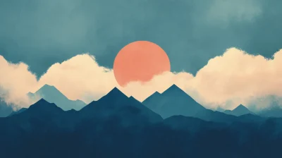 Minimalistic Cloud and Mountains Wallpaper