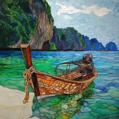 Stained Glass Thai Boat