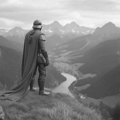 Darth Vader Overlooking Alpine Valley