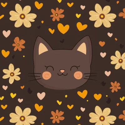 Cute Cartoon Cat Face Pattern