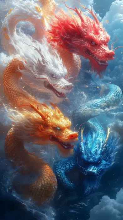 Colorful Chinese Dragons