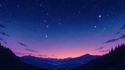 Starry Night in Anime Style