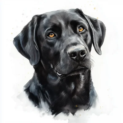 Watercolored Black Labrador