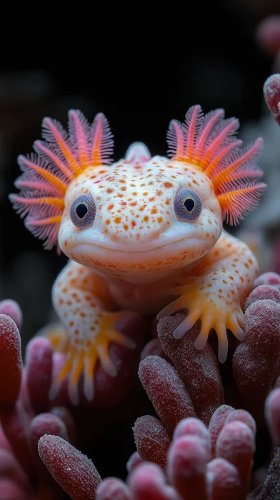 Colorful Axolotl with Chameleon