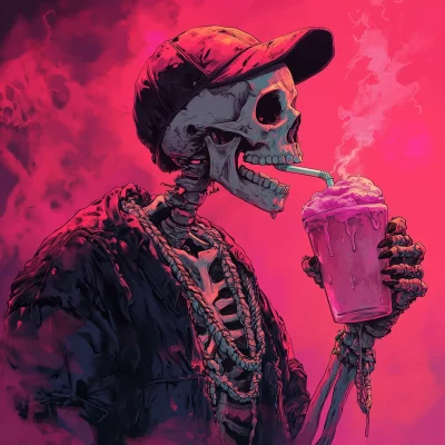 Gangsta Skeleton with Milkshake