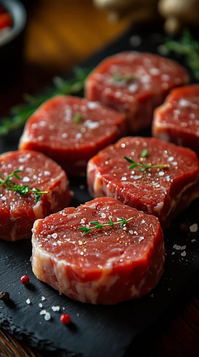 Elegant Raw Steak Display