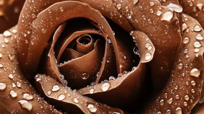 Mocha Mousse Flower with Water Droplets