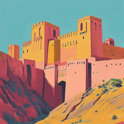 Colorful Travel Poster of Herat Citadel