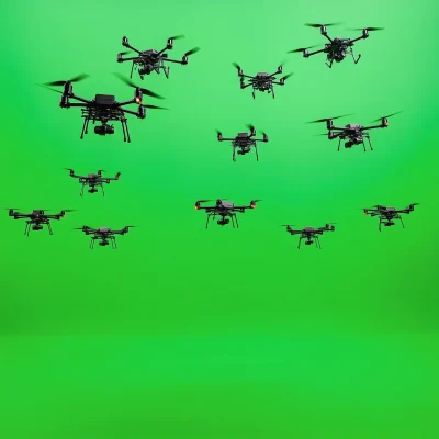 Drones Over Green Screen