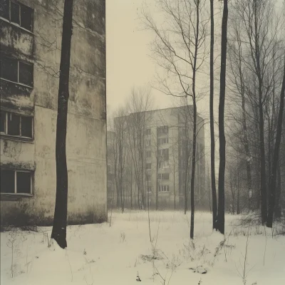 Brutalist Institute in Snow