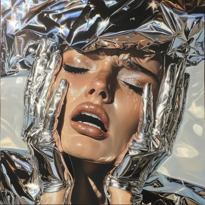 Crying Woman in Chrome Style