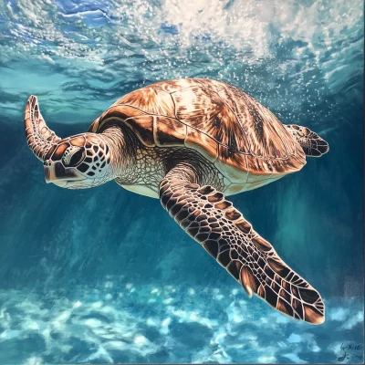 Sea Turtle in Clear Water