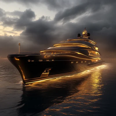 Luxury Yacht in Black and Gold