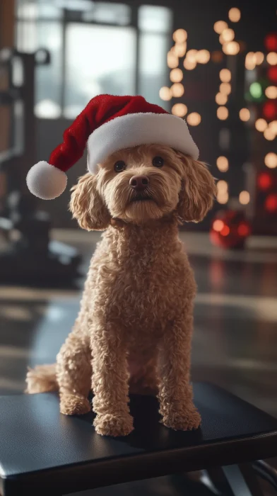 Cute Cockapoo in Santa Hat