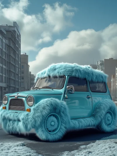 Fluffy Turquoise Minicar