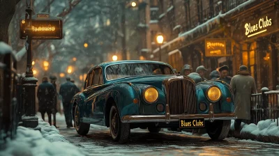 Vintage Winter City Scene