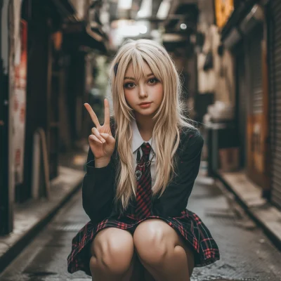 Blonde European Girl Cosplaying