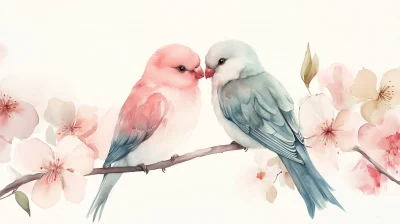 Love Birds Watercolour