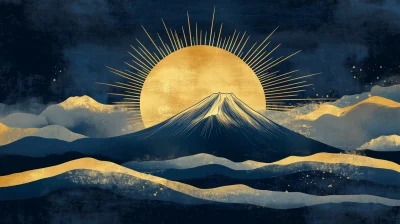 Golden Sunrise over Mount Fuji