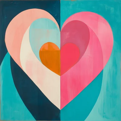 Mid Century Modern Lovers Heart