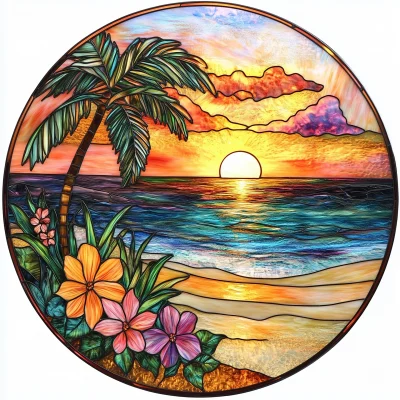 Tropical Sunset Stained Glass