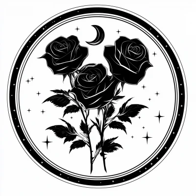 Silhouette Roses and Moon